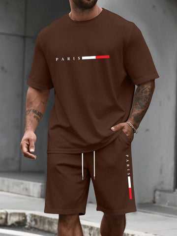 Men's 2 Piece Tracksuit O-Neck Short Sleeve & Shorts Set