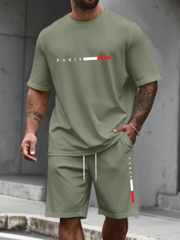 Men's 2 Piece Tracksuit O-Neck Short Sleeve & Shorts Set