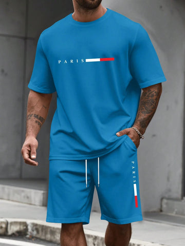 Men's 2 Piece Tracksuit O-Neck Short Sleeve & Shorts Set