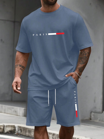 Men's 2 Piece Tracksuit O-Neck Short Sleeve & Shorts Set
