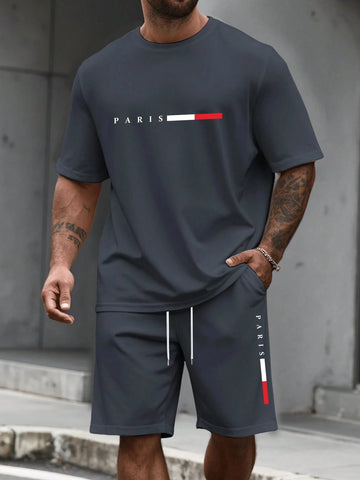 Men's 2 Piece Tracksuit O-Neck Short Sleeve & Shorts Set