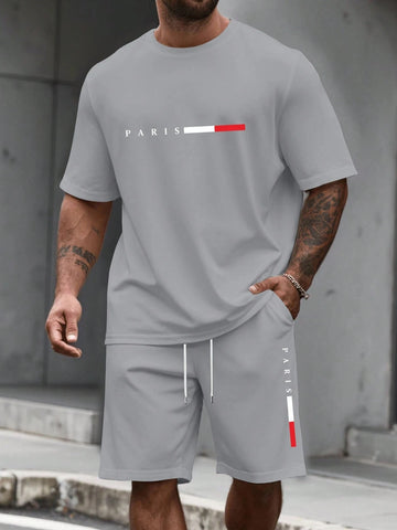 Men's 2 Piece Tracksuit O-Neck Short Sleeve & Shorts Set