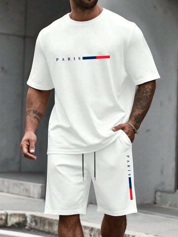 Men's 2 Piece Tracksuit O-Neck Short Sleeve & Shorts Set