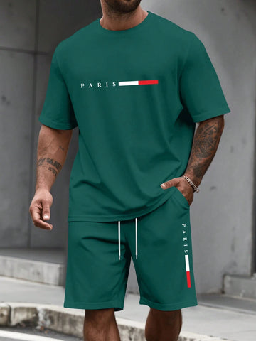 Men's 2 Piece Tracksuit O-Neck Short Sleeve & Shorts Set