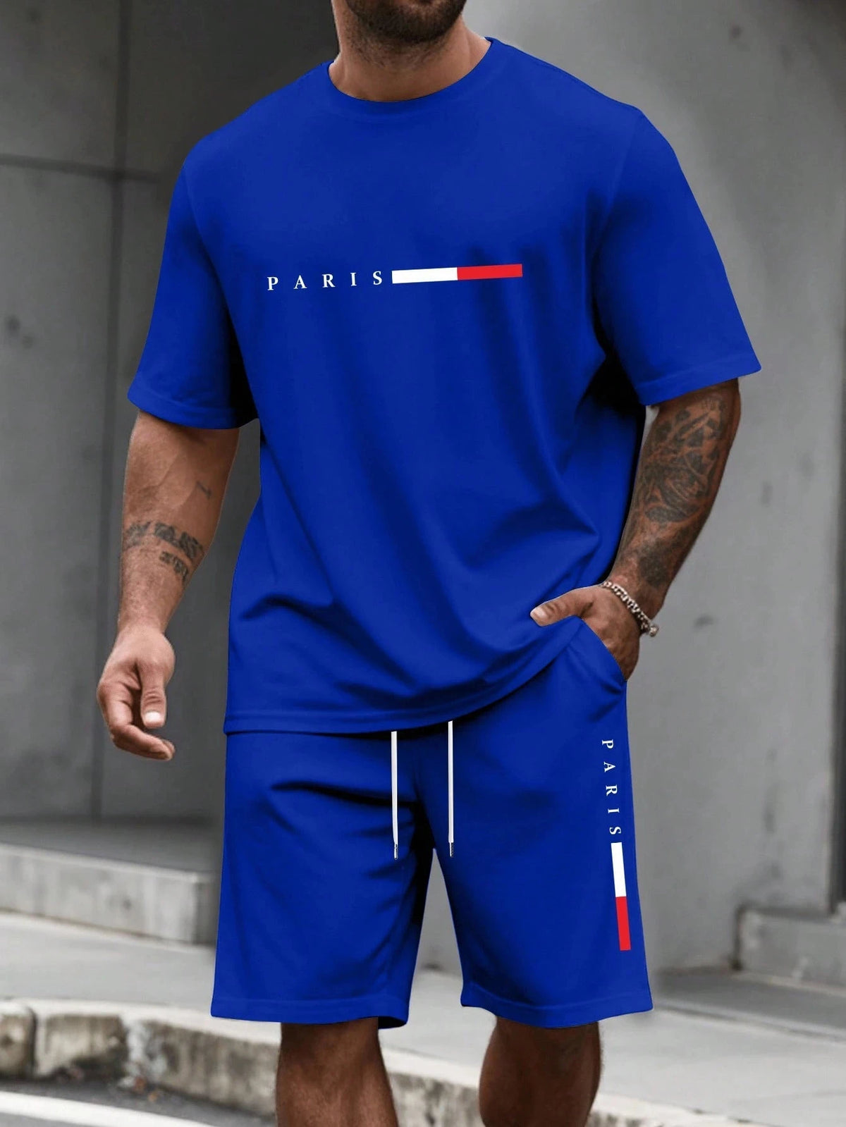 Men's 2 Piece Tracksuit O-Neck Short Sleeve & Shorts Set