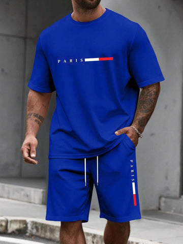 Men's 2 Piece Tracksuit O-Neck Short Sleeve & Shorts Set