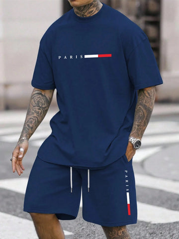 Men's 2 Piece Tracksuit O-Neck Short Sleeve & Shorts Set