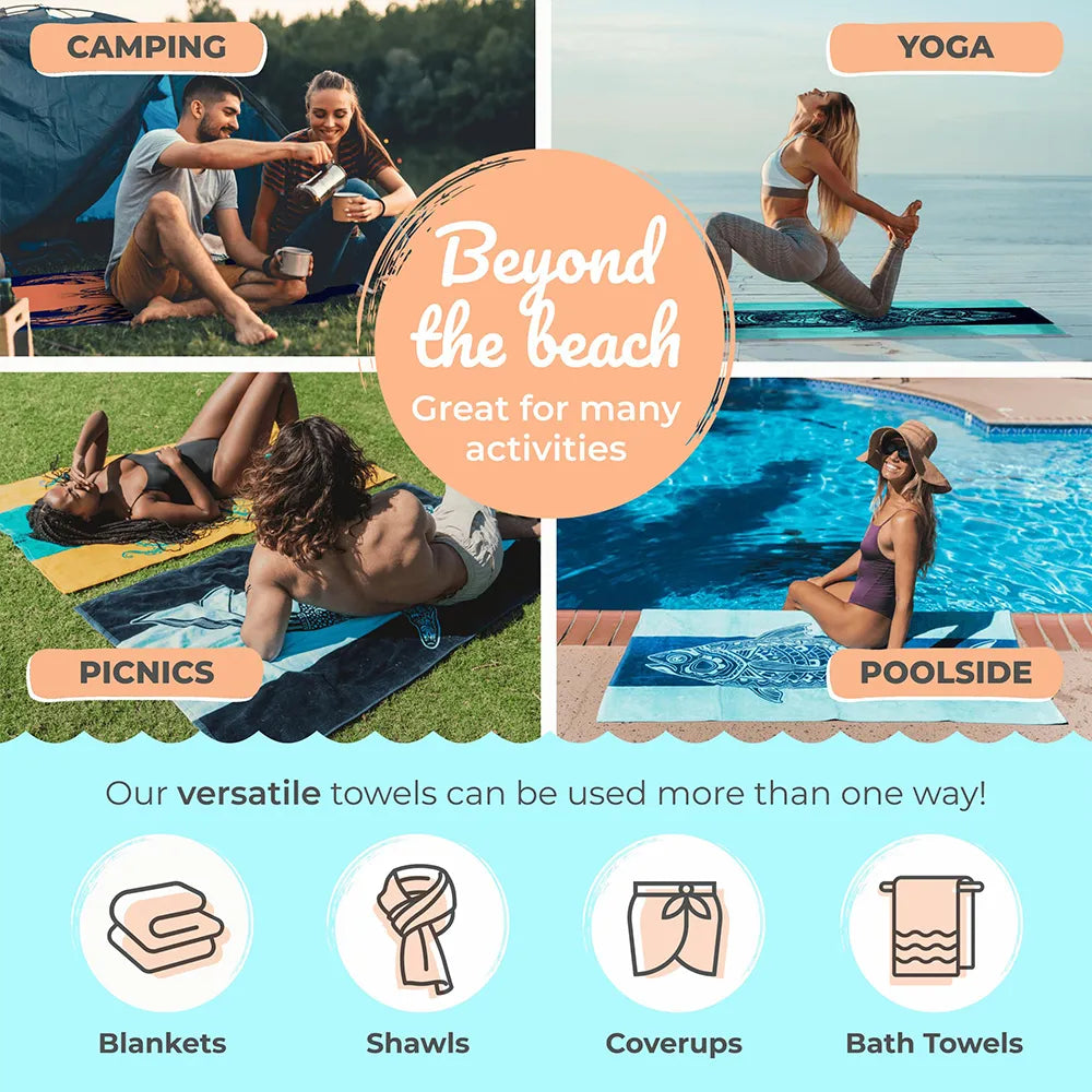 Personalized beach towels custom name sports sand free quick dry towel